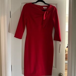 Calvin Klein Vibrant Red Long Sleeve Dress